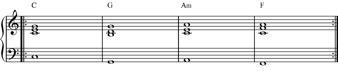 Voice leading triadi con mano sinistra - esempio 1