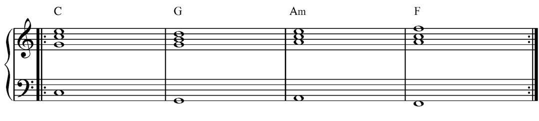 Voice leading triadi con mano sinistra - esempio 3
