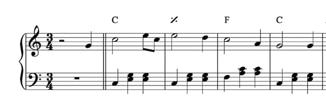 Accompagnare al pianoforte esempio 5