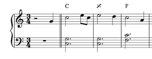 Accompagnare al pianoforte esempio 2