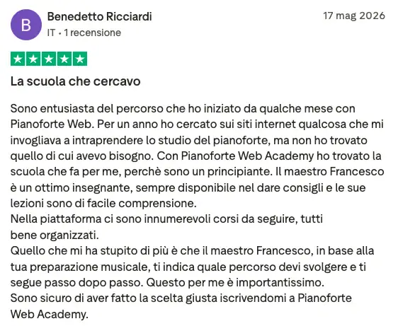 Recensione Trustpilot di Benedetto Ricciardi