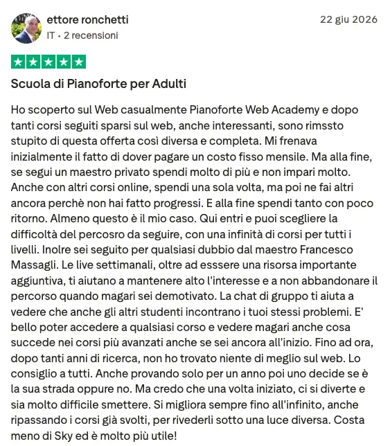 Testimonianza studente 4 su Trustpilot