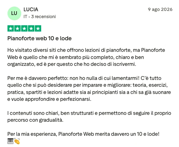 Testimonianza studente 5 su Trustpilot